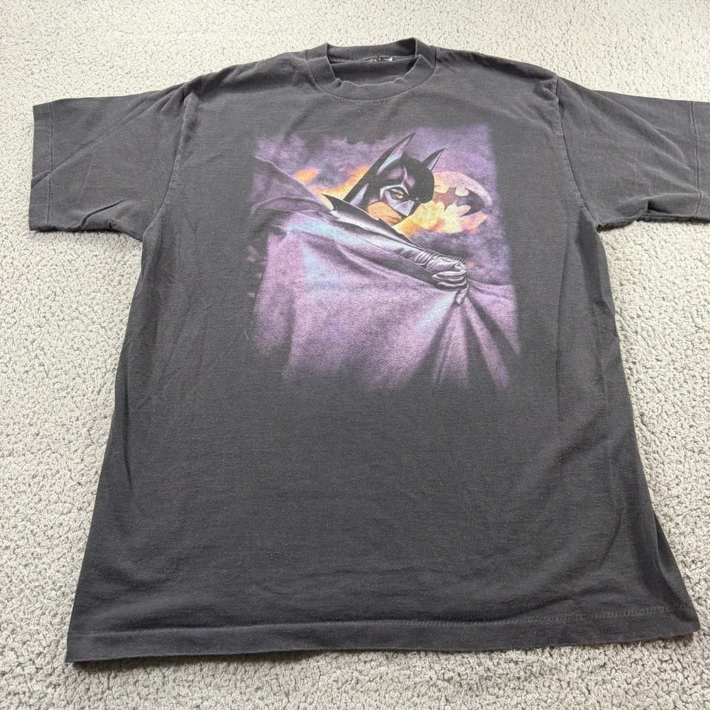 Vintage Batman Graphic T-Shirt Mens Black Single Stitch DC Comics Movie Promo L - Picture 2 of 9